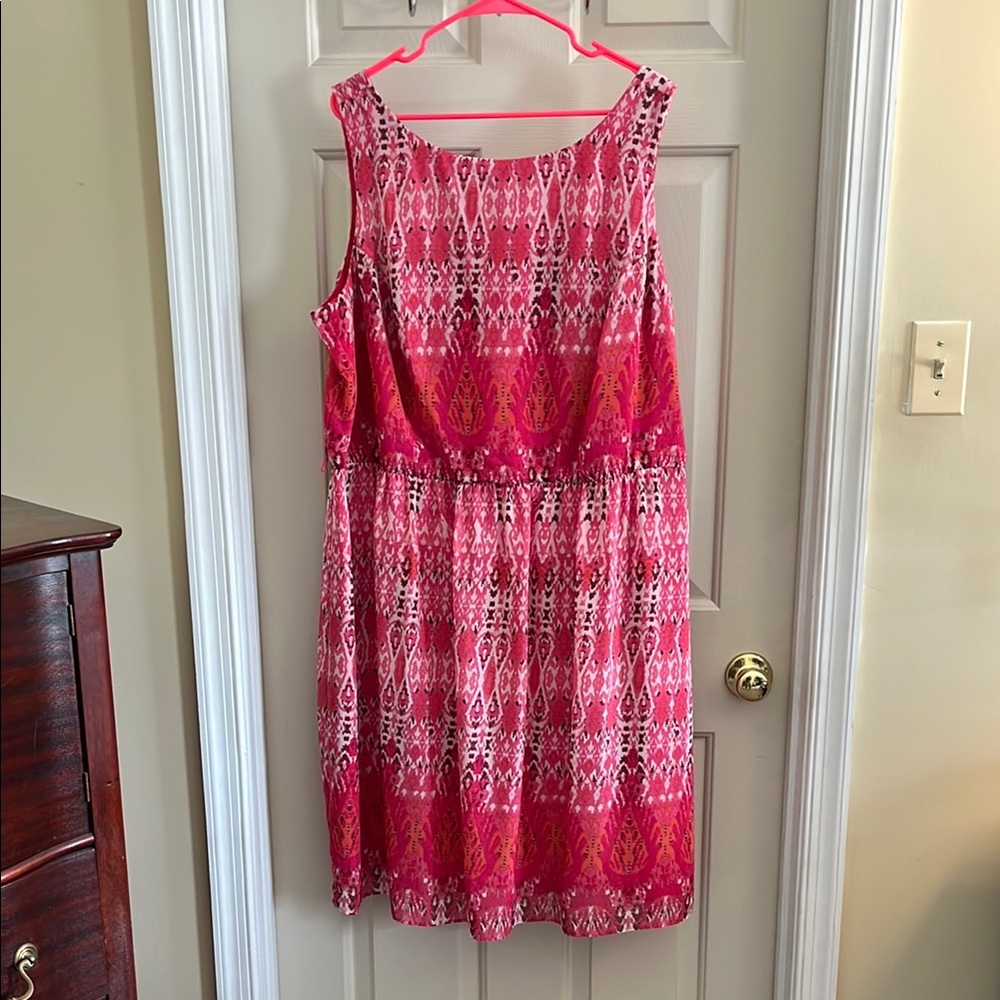Pink Patterned Sleeveless Dress